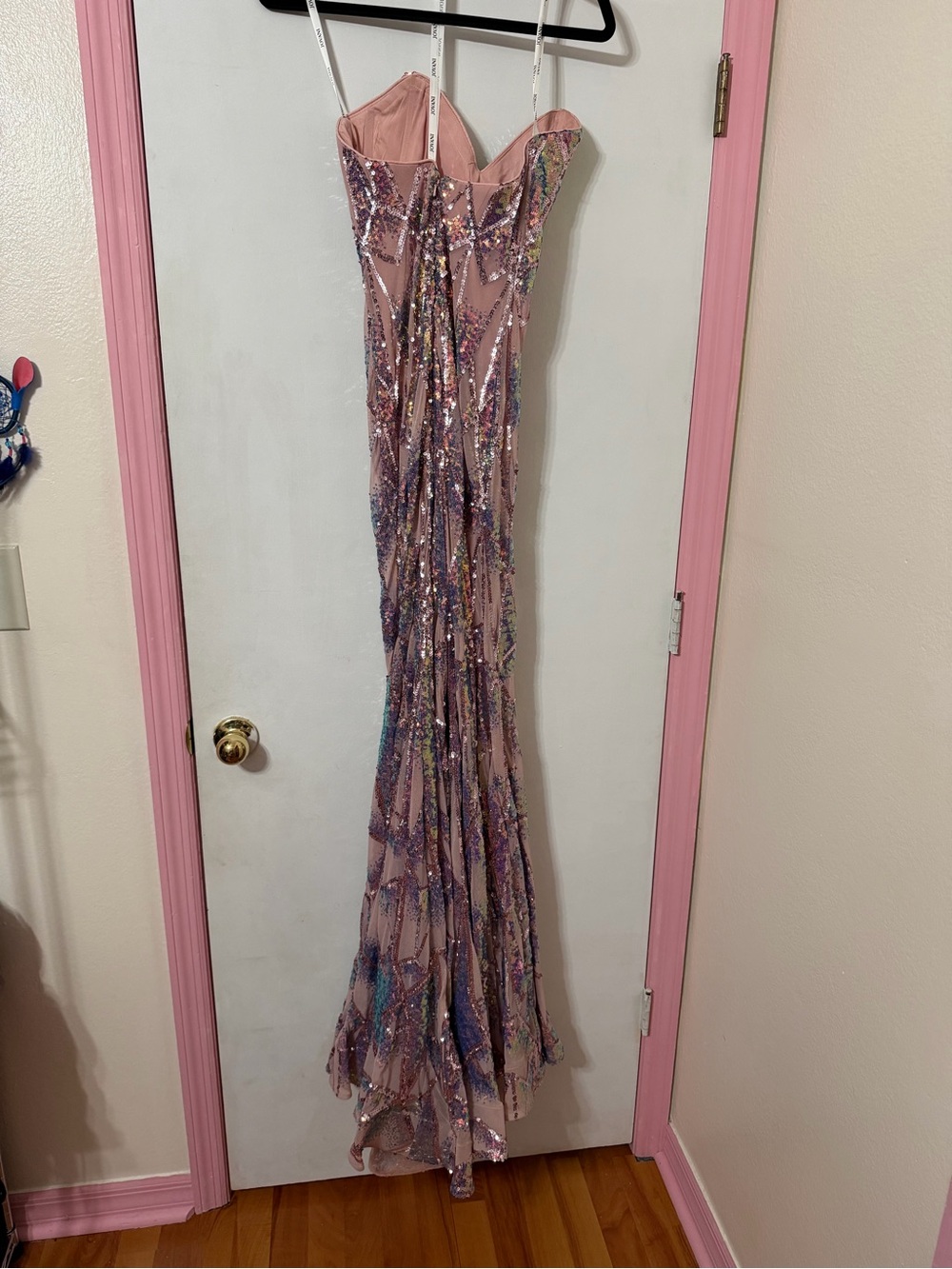 Jovani Pink Multicolor Sequin Mermaid Prom Dress - Picture 2 of 3